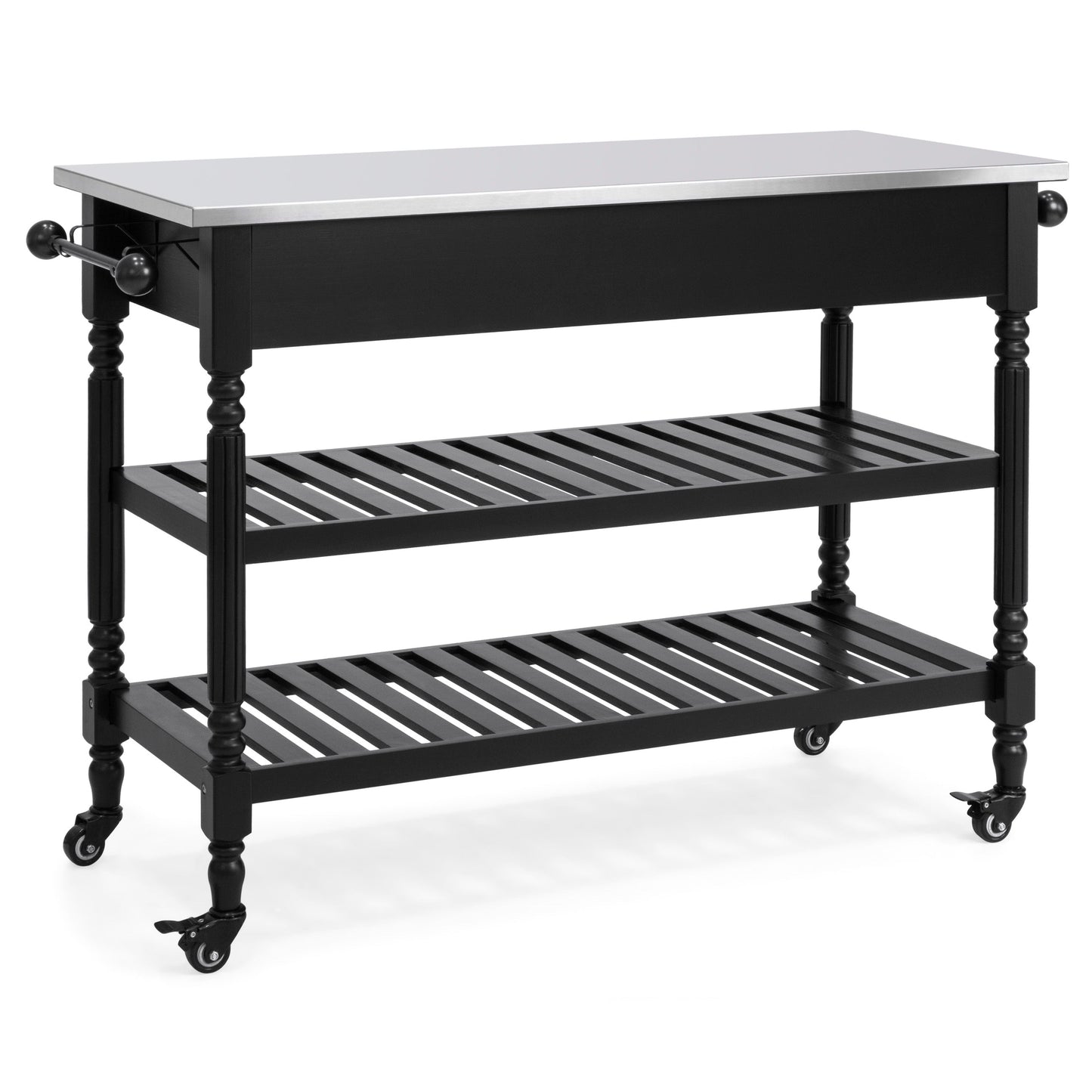 Kitchen Island Storage & Bar Cart w/ Stainless Steel Top