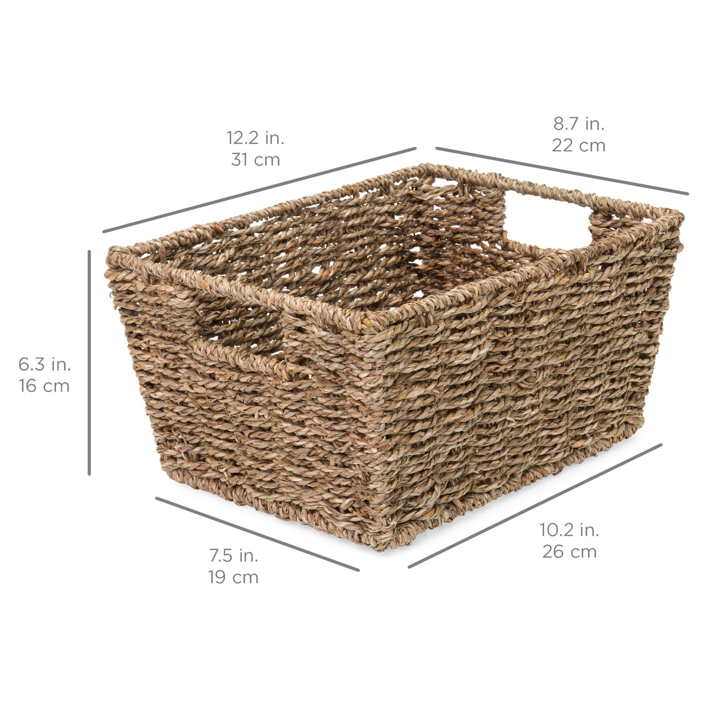 Set of 4 Seagrass Storage Tote Baskets, Laundry Organizer w/ Insert Handles