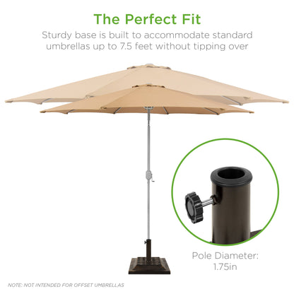 26lb Steel Square Patio Umbrella Base Stand, Basketweave Pattern