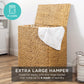 Extra Large Water Hyacinth Double Laundry Hamper Basket w/ 2 Liner Bags