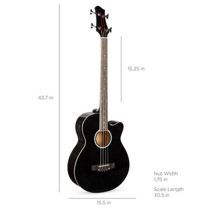 Acoustic Electric Bass Guitar w/ Equalizer, Truss Rod