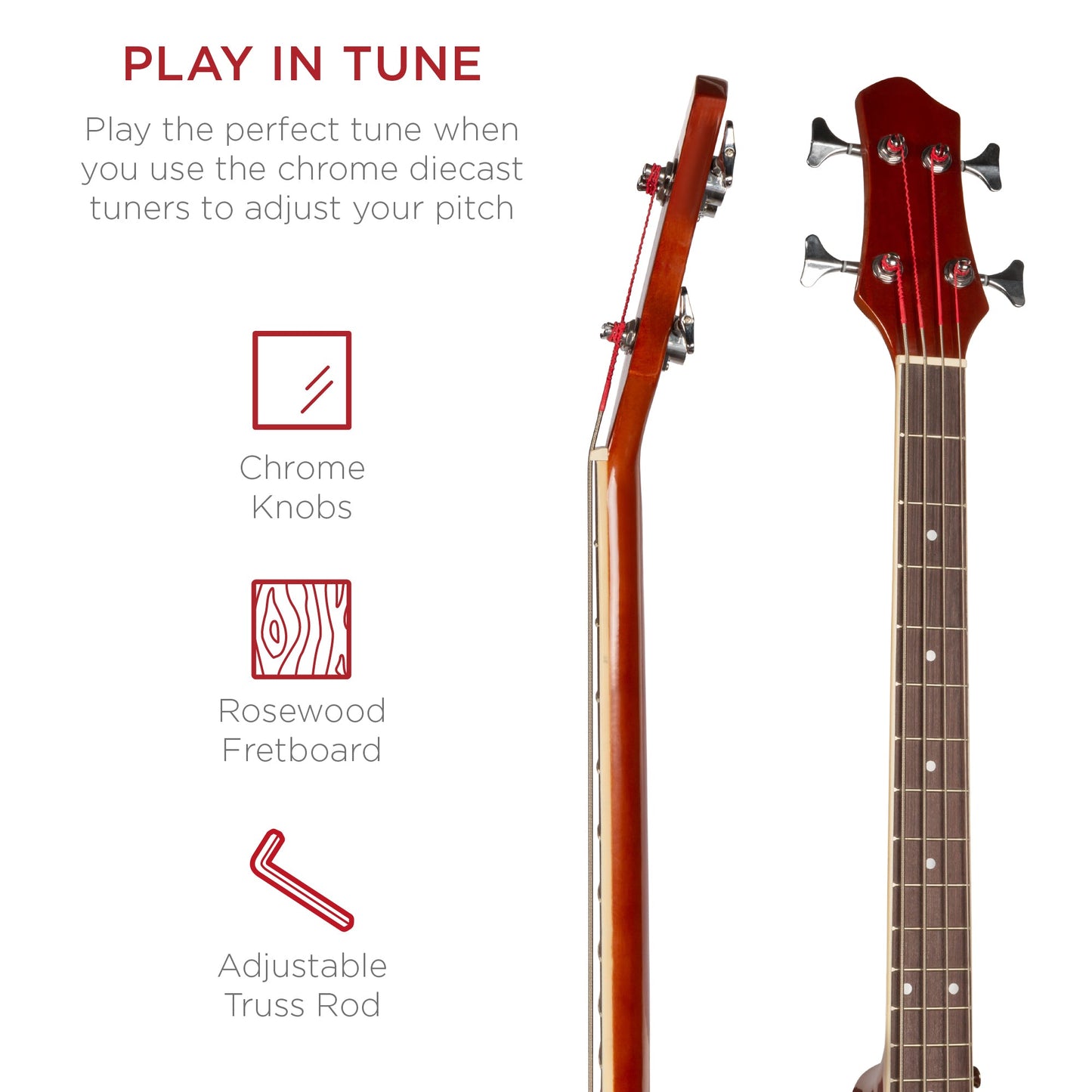 Acoustic Electric Bass Guitar w/ Equalizer, Truss Rod