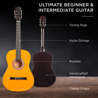 Beginner Acoustic Guitar Set w/ Case, Strap, Digital Tuner, Strings - 38in