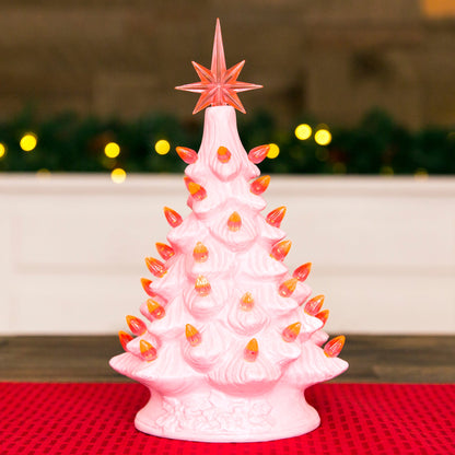 11in Pre-Lit Hand-Painted Ceramic Tabletop Christmas Tree w/ Lights