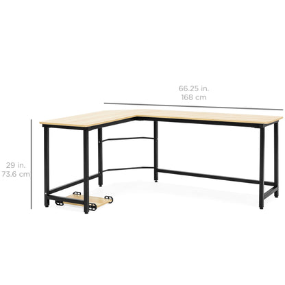 Modern L-Shaped Corner Computer Desk Table Workstation w/ CPU Stand