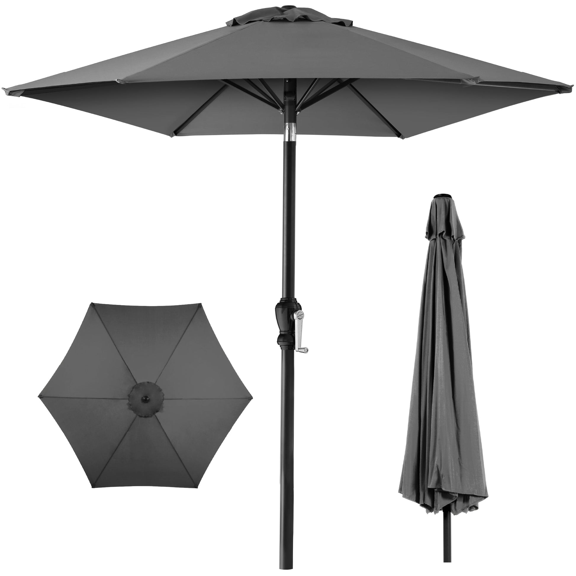 Outdoor Steel Market Patio Umbrella Decoration w/ Tilt, Crank Lift - 10ft