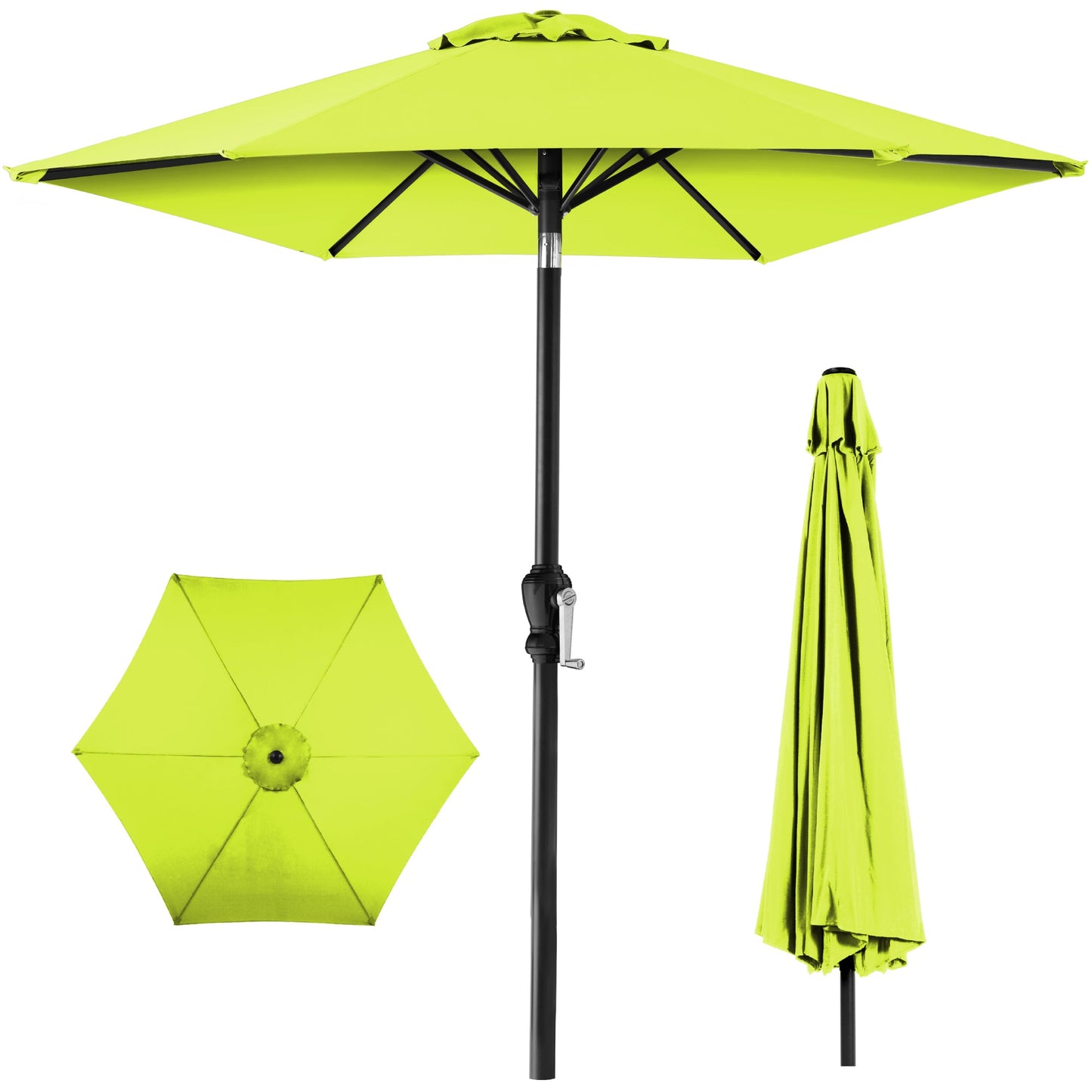 Outdoor Steel Market Patio Umbrella Decoration w/ Tilt, Crank Lift - 10ft