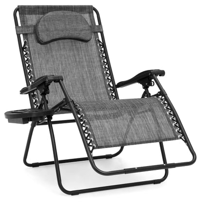 Oversized Reclining Zero Gravity Chair Lounger w/ Cup Holder, Pillow