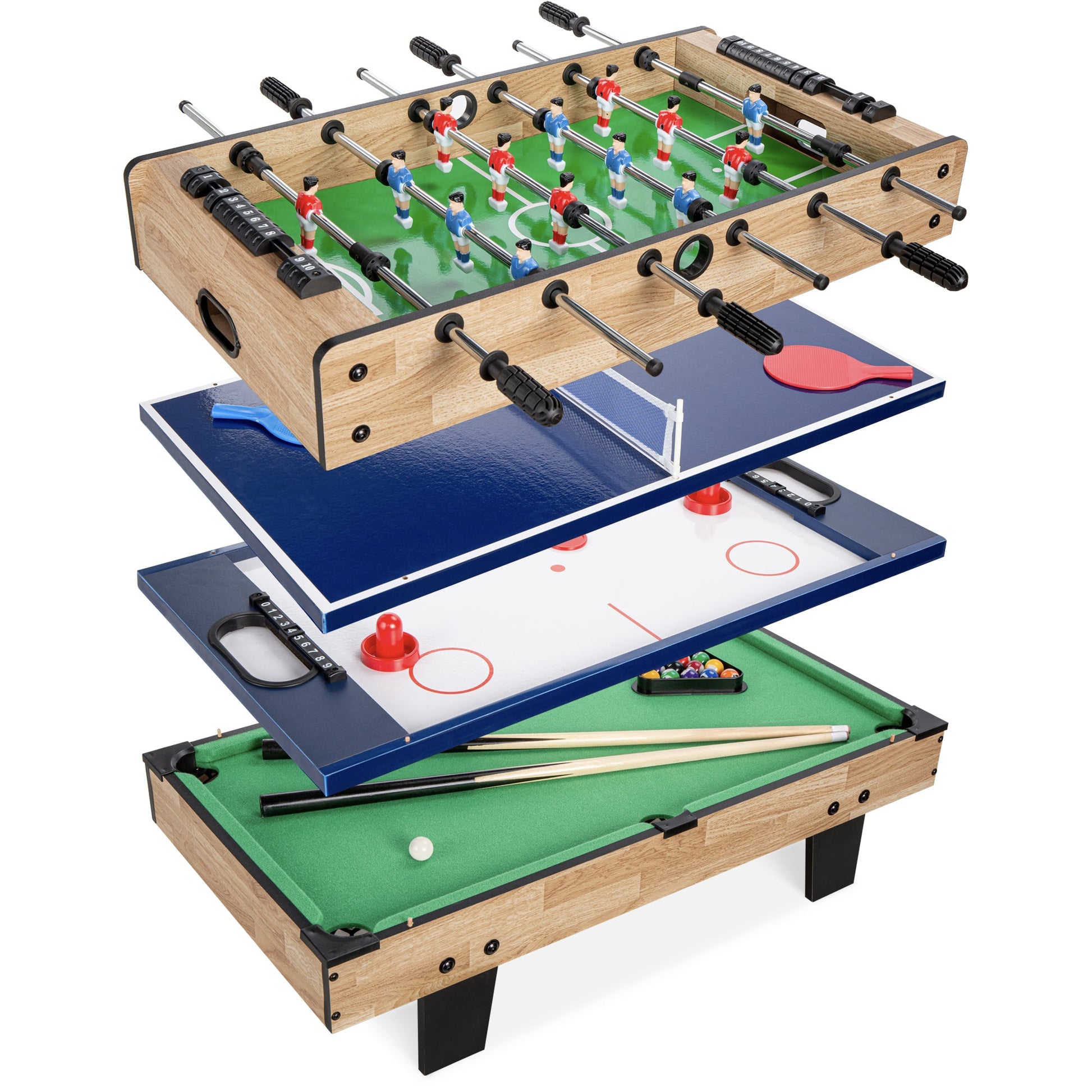 4-in-1 Multi Game Table Set w/ Air Hockey, Table Tennis, Billiards, Foosball