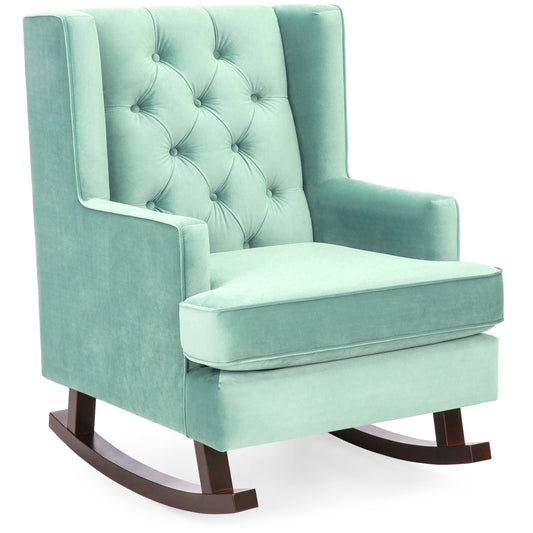 Tufted Upholstered Wingback Rocking Chair