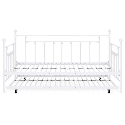 Twin Sized Metal Lounge Daybed Frame w/ Trundle, Finials