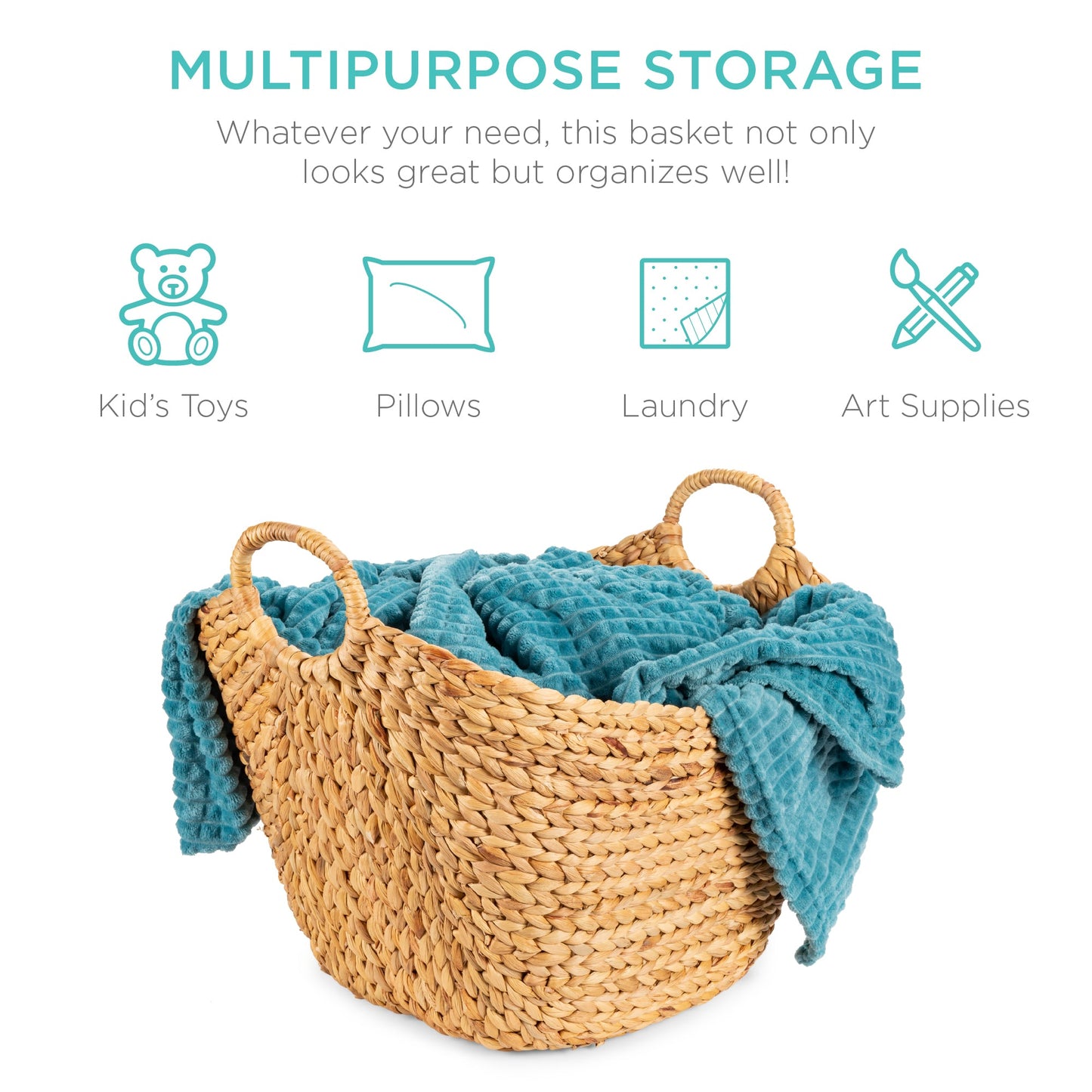 Large Multi-Purpose Seagrass Storage Basket w/ Handles