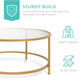 Round Tempered Glass Coffee Table w/ Steel Frame - 36in