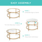 Round Tempered Glass Coffee Table w/ Steel Frame - 36in