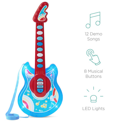 Kids Pretend Play Guitar Musical Instrument Toy w/ Microphone, Stand - 19in