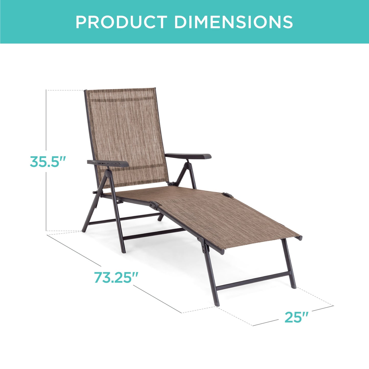 Set of 2 Outdoor Patio Chaise Recliner Lounge Chairs w/ Rust-Resistant Frame