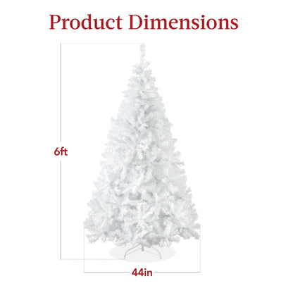 Pre-Lit Hinged Artificial White Pine Christmas Tree w/ Lights, Metal Stand