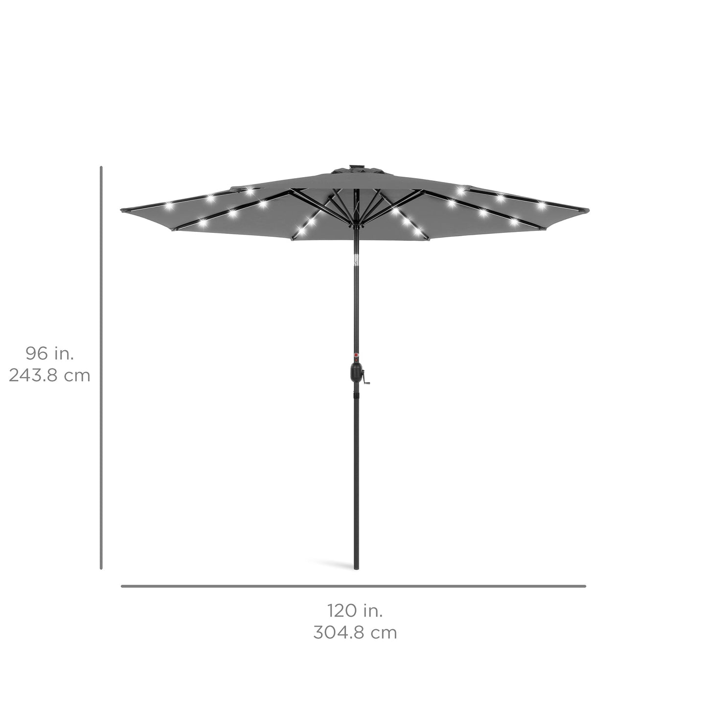 Solar LED Lighted Patio Umbrella w/ Tilt Adjustment, UV-Resistance - 10ft