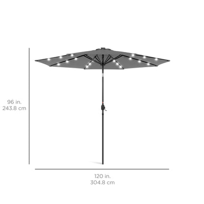 Solar LED Lighted Patio Umbrella w/ Tilt Adjustment, UV-Resistance - 10ft