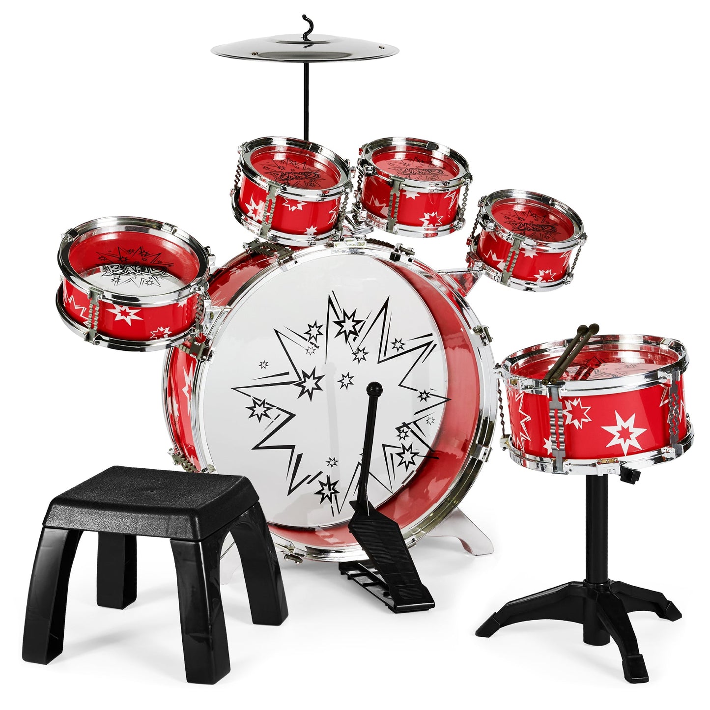 11-Piece Kids Beginner Drum Percussion Musical Instrument Toy Set