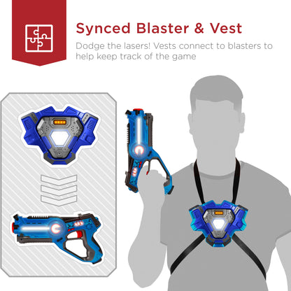 Set of 4 Infrared Laser Tag Blasters and Vests for Kids & Adults