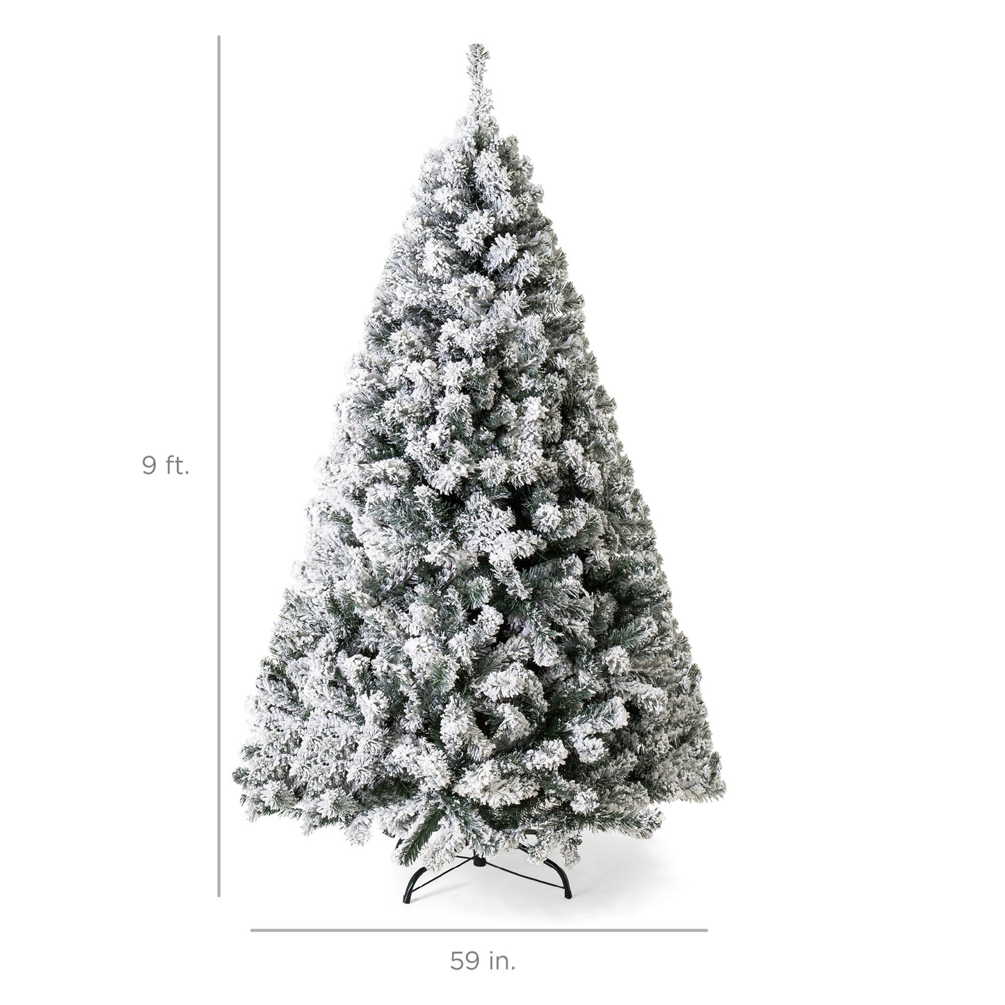 Pre-Lit Snow Flocked Artificial Pine Christmas Tree w/ Warm White Lights