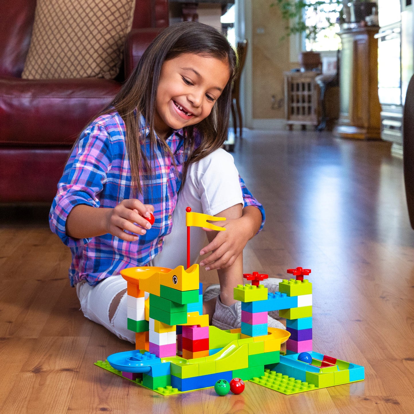 97-Piece Kids Create Your Own Marble Maze Run Racetrack Puzzle Game Set