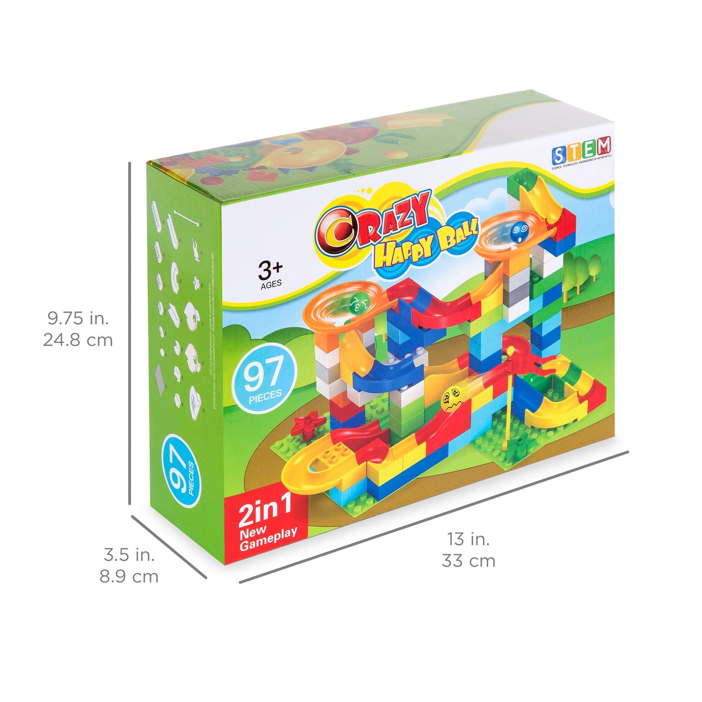 97-Piece Kids Create Your Own Marble Maze Run Racetrack Puzzle Game Set