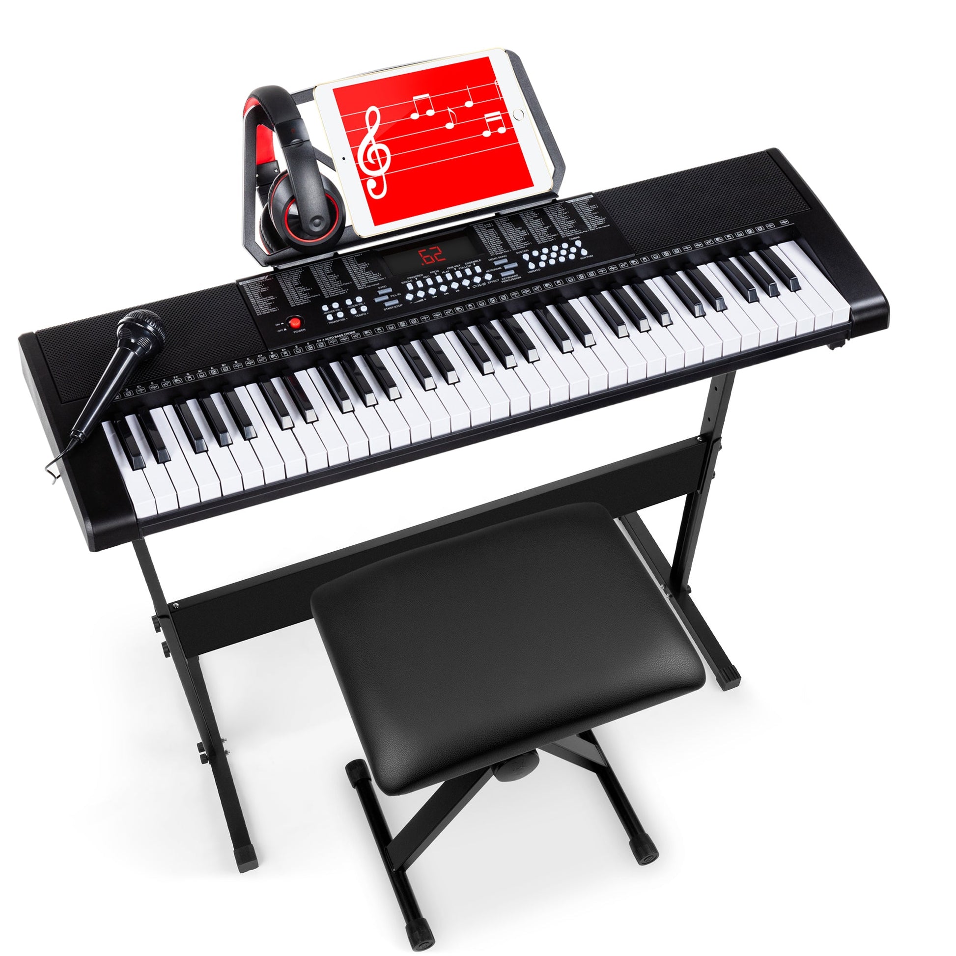 61-Key Beginners Electronic Keyboard Piano Set w/ 3 Modes, Microphone