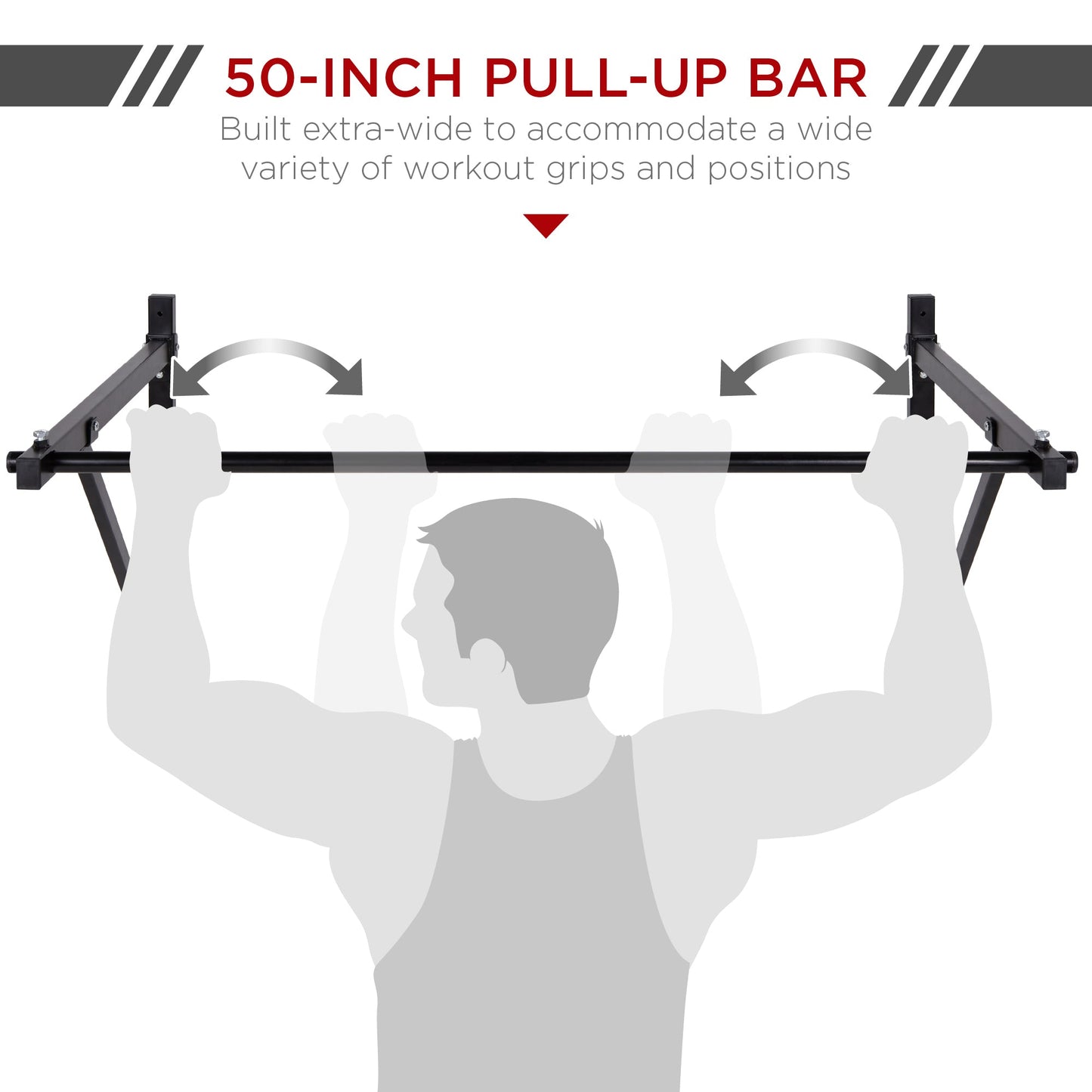 Wall-Mounted Home Gym Fitness Workout Pull-Up Bar/ 330lbs Cap - 50in