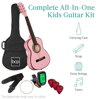 Kids Acoustic Guitar Beginner Starter Kit with Carrying Case - 30in