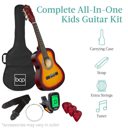 Kids Acoustic Guitar Beginner Starter Kit with Carrying Case - 30in