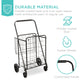 Folding Steel Grocery Cart w/ Double Basket, Swivel Wheels, 220lb Cap