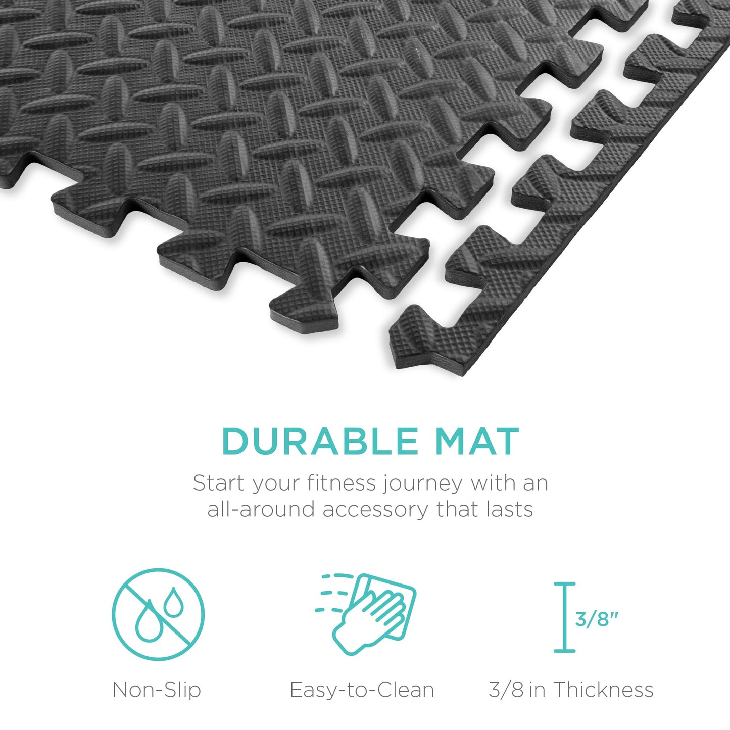 Multipurpose Foam Tiles Customizable Floor Mat w/ Removable Edges