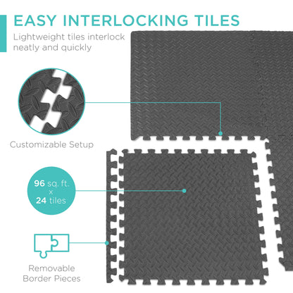 Multipurpose Foam Tiles Customizable Floor Mat w/ Removable Edges