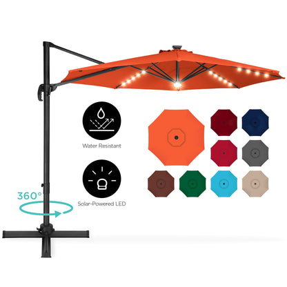 360-Degree LED Cantilever Offset Patio Umbrella w/ Tilt - 10ft