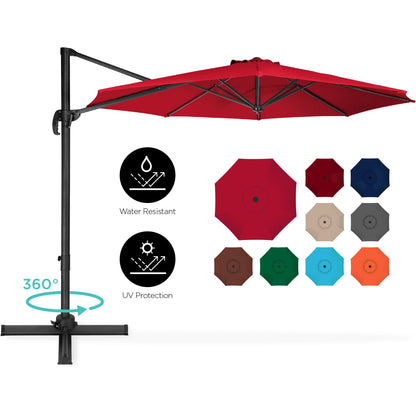 360-Degree Rotating Cantilever Offset Patio Umbrella w/ Tilt - 10ft