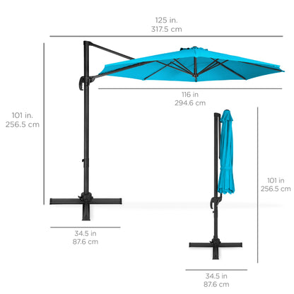 360-Degree Rotating Cantilever Offset Patio Umbrella w/ Tilt - 10ft