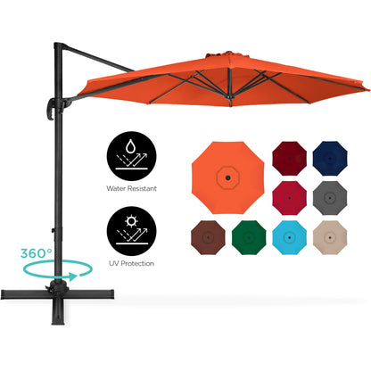 360-Degree Rotating Cantilever Offset Patio Umbrella w/ Tilt - 10ft