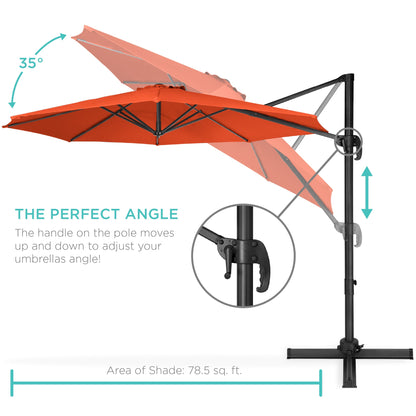 360-Degree Rotating Cantilever Offset Patio Umbrella w/ Tilt - 10ft