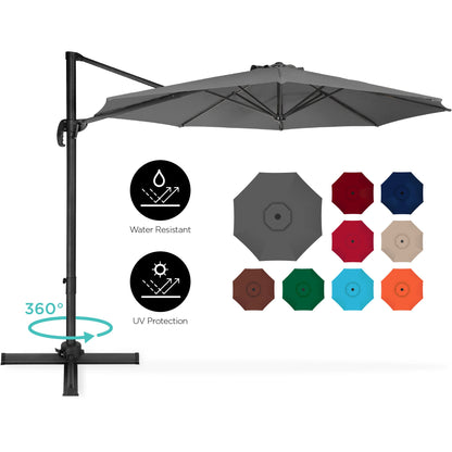 360-Degree Rotating Cantilever Offset Patio Umbrella w/ Tilt - 10ft