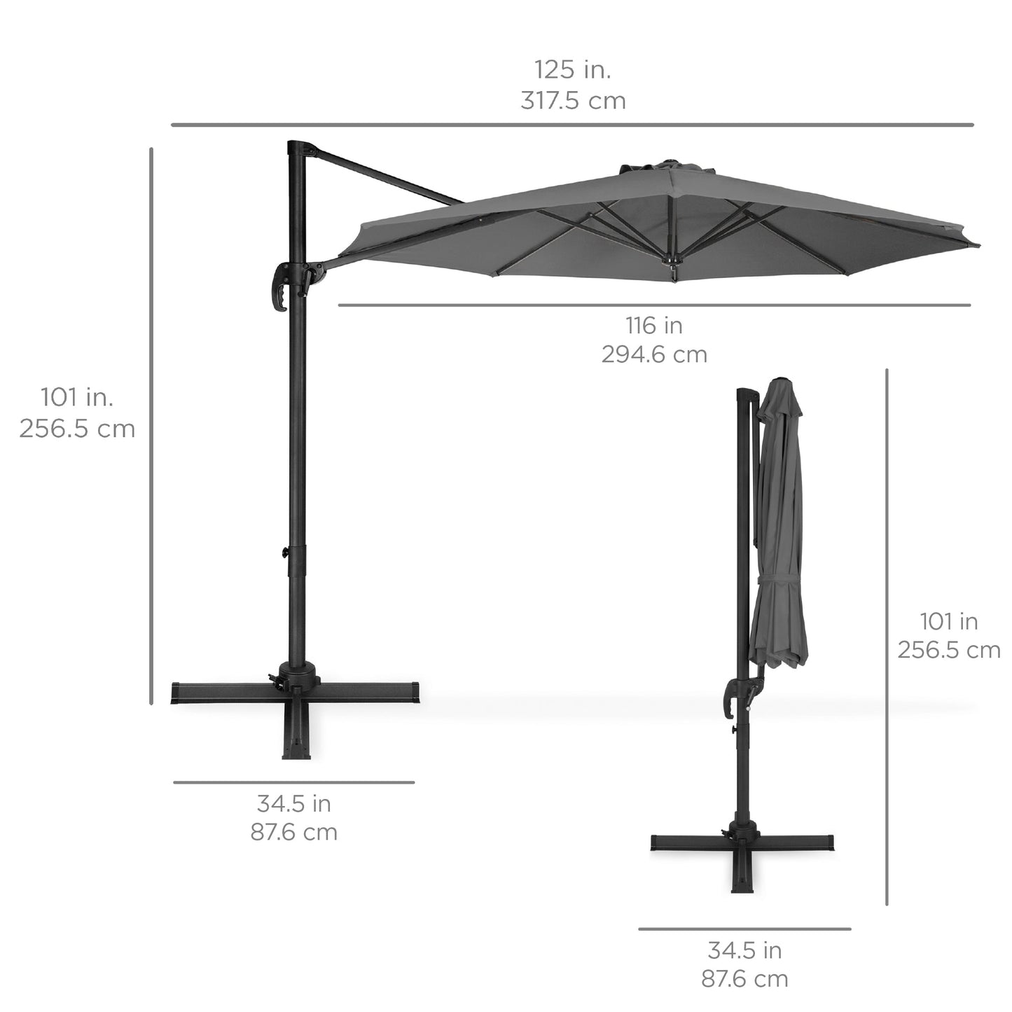 360-Degree Rotating Cantilever Offset Patio Umbrella w/ Tilt - 10ft