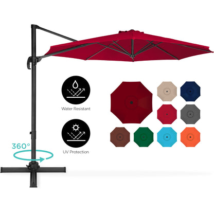 360-Degree Rotating Cantilever Offset Patio Umbrella w/ Tilt - 10ft