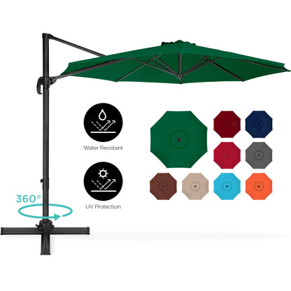 360-Degree Rotating Cantilever Offset Patio Umbrella w/ Tilt - 10ft