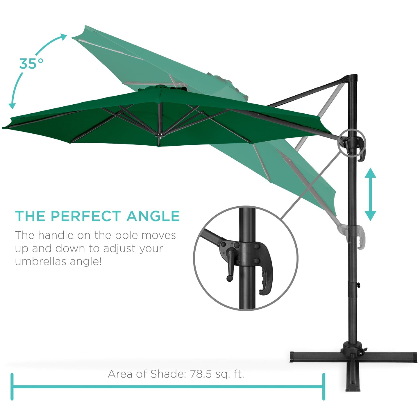 360-Degree Rotating Cantilever Offset Patio Umbrella w/ Tilt - 10ft