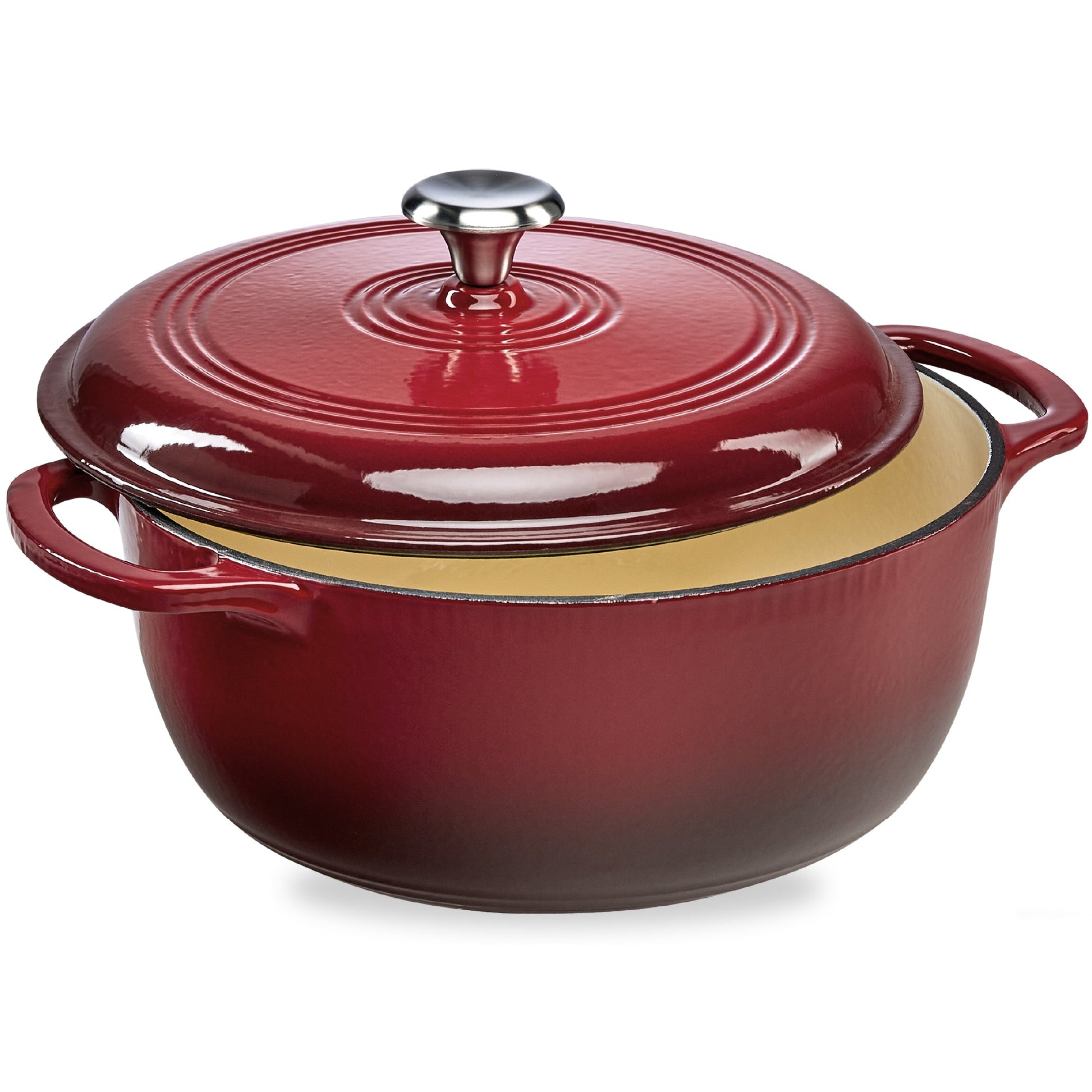 Cast-Iron Dutch Oven Kitchen Cookware w/ Enamel, Handles - 6qt