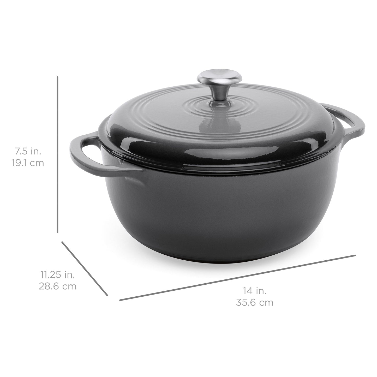 Cast-Iron Dutch Oven Kitchen Cookware w/ Enamel, Handles - 6qt