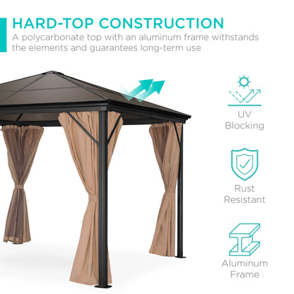 Outdoor Hardtop Gazebo w/ Aluminum Frame, Side Curtains, Netting - 10x10ft