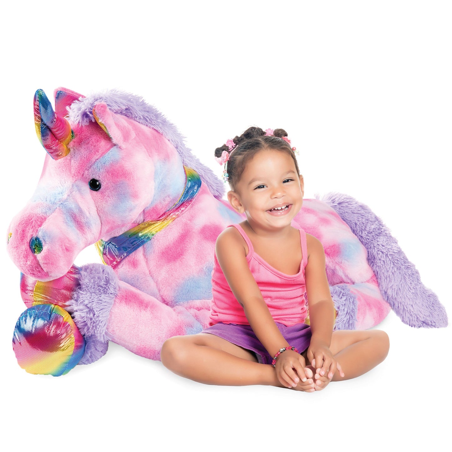 Kids Extra Large Life-Size Plush Rainbow Unicorn Stuffed Animal w/ Soft Fur