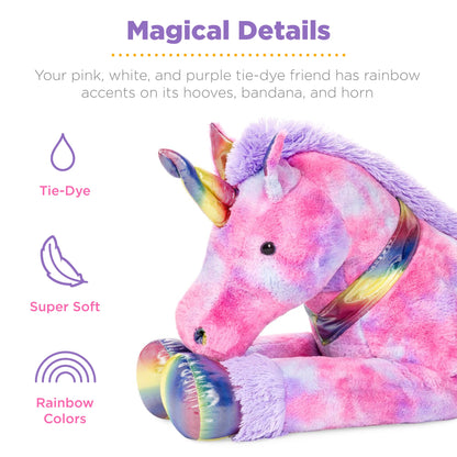 Kids Extra Large Life-Size Plush Rainbow Unicorn Stuffed Animal w/ Soft Fur